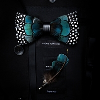 JEMYGINS oryginalny Design naturalne Brid Feather wykwintne ręcznie wykonane muszka broszka Pin zestaw podarunkowy dla mężczyzn wesele Bowtie 3